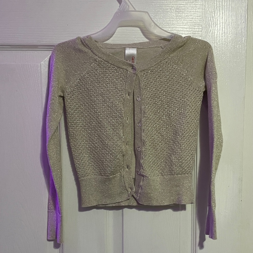 Cat & Jack Glittery Beige Cardigan